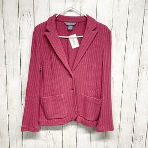 Vintage Koret Sweater Women Small Pink Collared Button Down Cable Knit‎ Cardigan